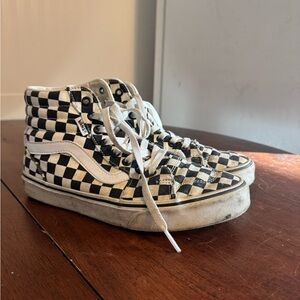 Vans Black and White Checkered High-Top Sneakers